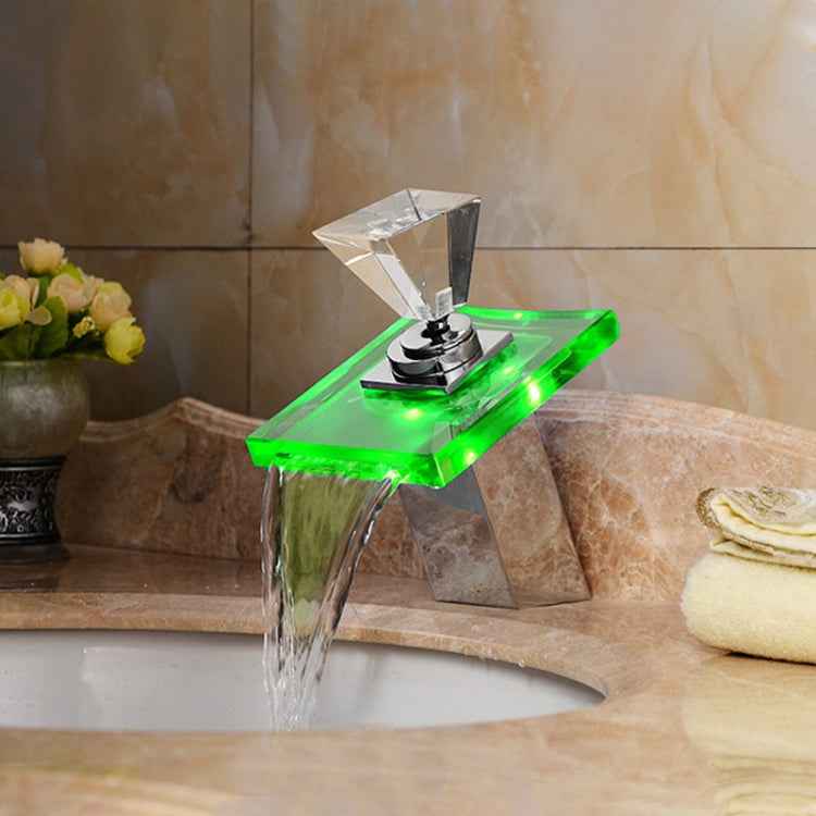 LED Waterfall Faucet Colorful Temperature Control Color-changing Anti-scalding Faucet