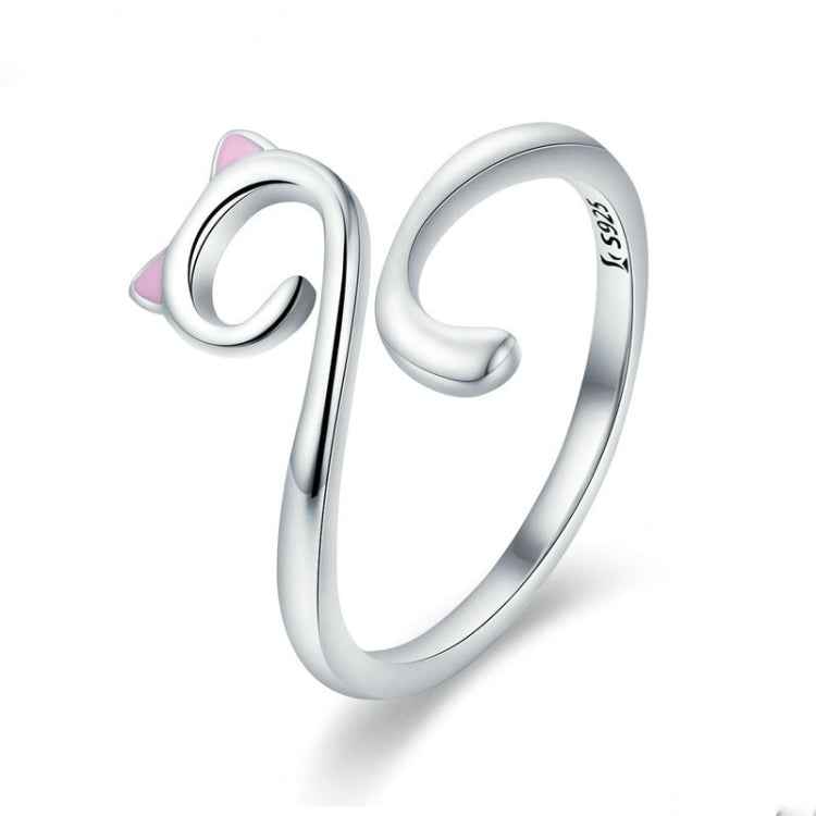 Cat Love Girl Ring S925 Sterling Silver Open Ring