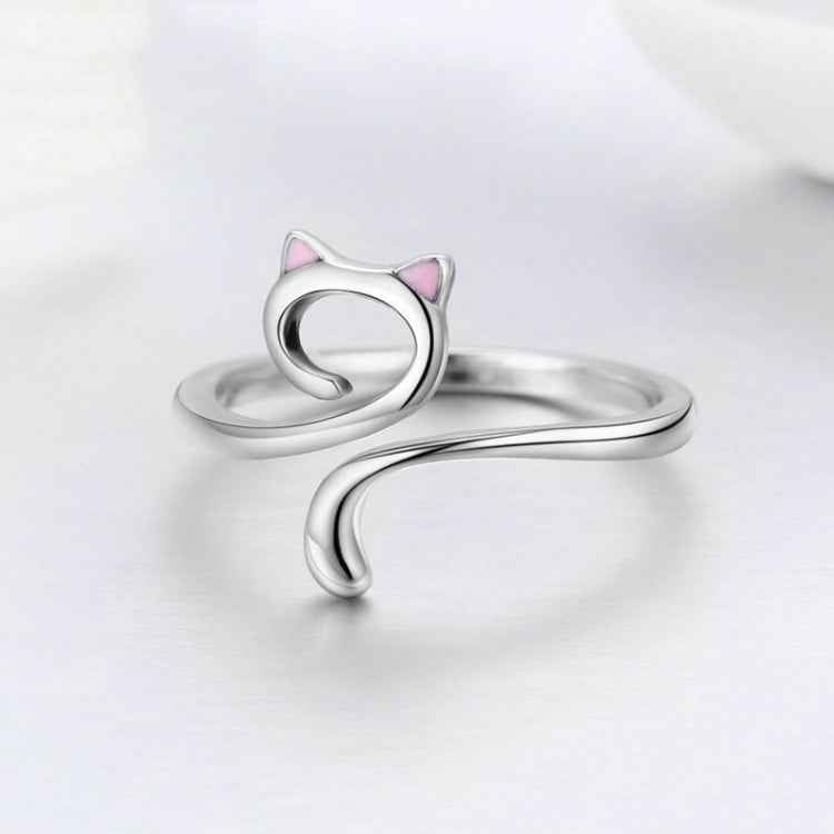 Cat Love Girl Ring S925 Sterling Silver Open Ring