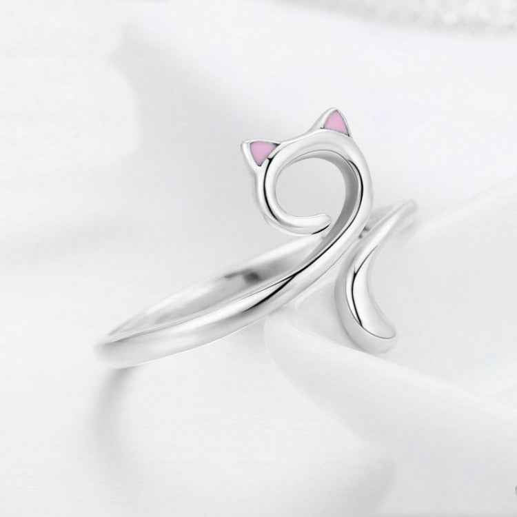 Cat Love Girl Ring S925 Sterling Silver Open Ring