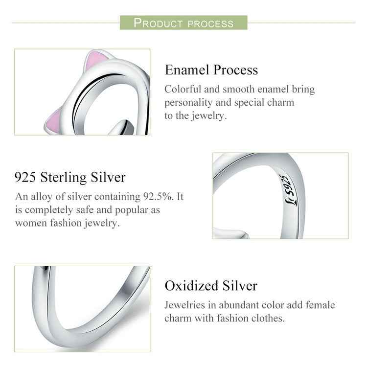 Cat Love Girl Ring S925 Sterling Silver Open Ring