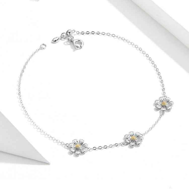S925 Sterling Silver Platinum Plated Bracelet Cute Daisy Bracelet