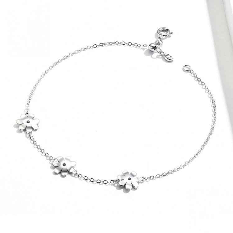 S925 Sterling Silver Platinum Plated Bracelet Cute Daisy Bracelet