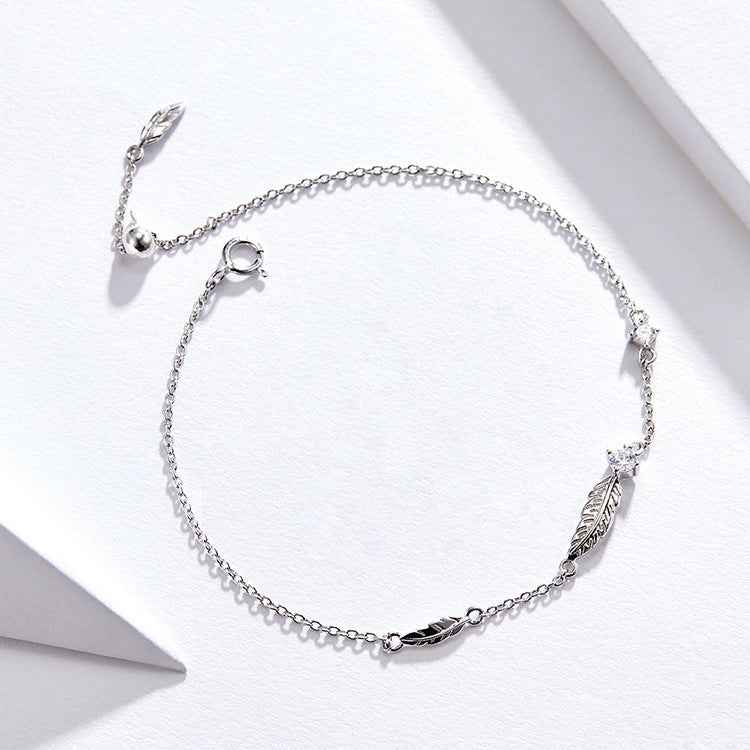 Feather Bracelet S925 Sterling Silver Lady Bracelet