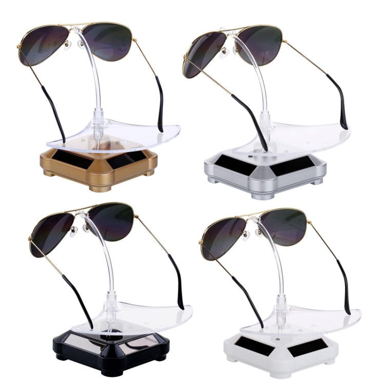 Solar 360 Degree Rotating Turntable Colorful Lights Glasses Display Stand