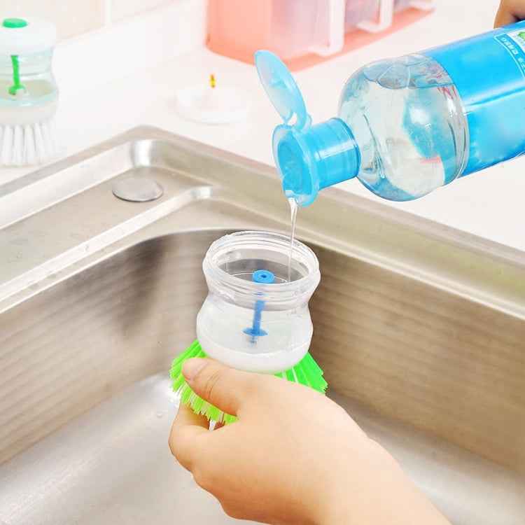 2 PCS Kitchen Washing Utensils Pot Dish Brush With Washing Up Liquid Soap Dispenser, Random Color Delivery