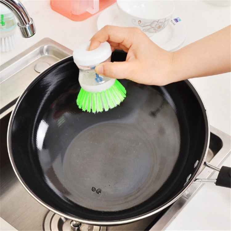 2 PCS Kitchen Washing Utensils Pot Dish Brush With Washing Up Liquid Soap Dispenser, Random Color Delivery