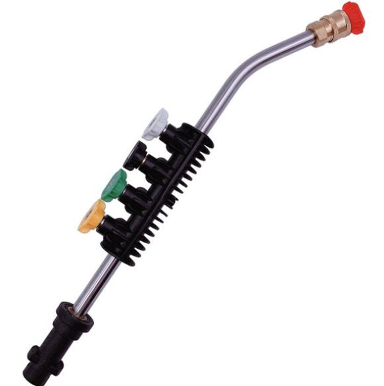 High Pressure Car Wash Water Gun 1/4 Quick Plug Interface Fan Shaped Five Color Nozzle Stainless Steel Elbow Extension Rod