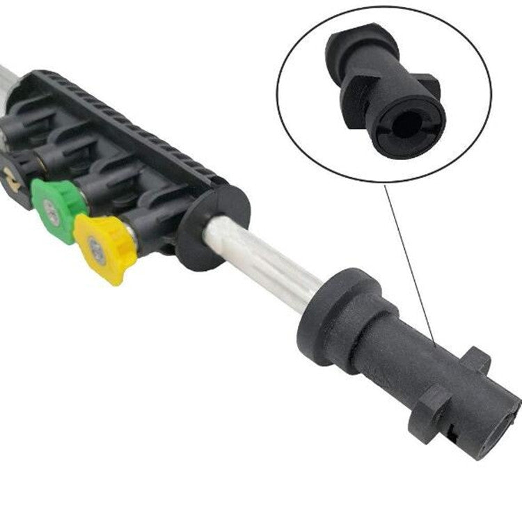 High Pressure Car Wash Water Gun 1/4 Quick Plug Interface Fan Shaped Five Color Nozzle Stainless Steel Elbow Extension Rod