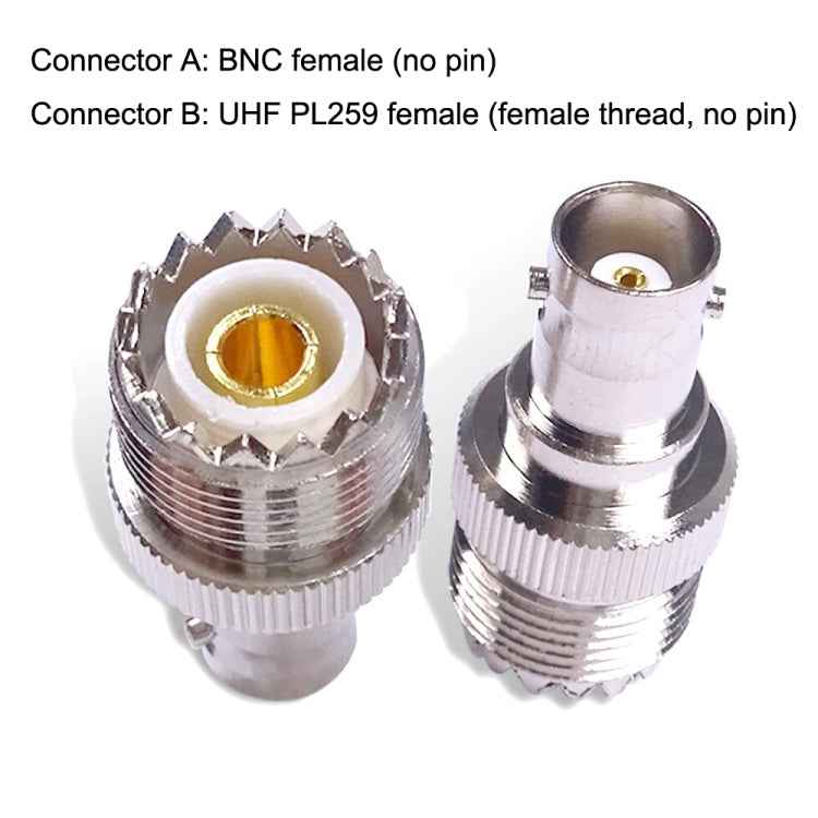 BNC Female Jack To UHF PL-259 Female Straight Type RF Coax Adapter Connector