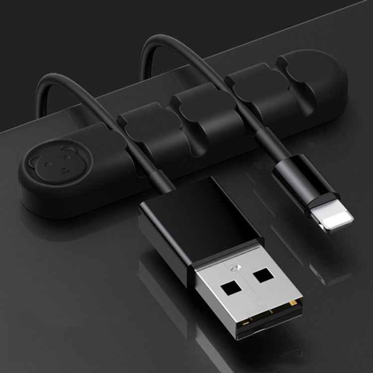 5 PCS 4 Holes Bear Silicone Desktop Data Cable Organizing And Fixing Device
