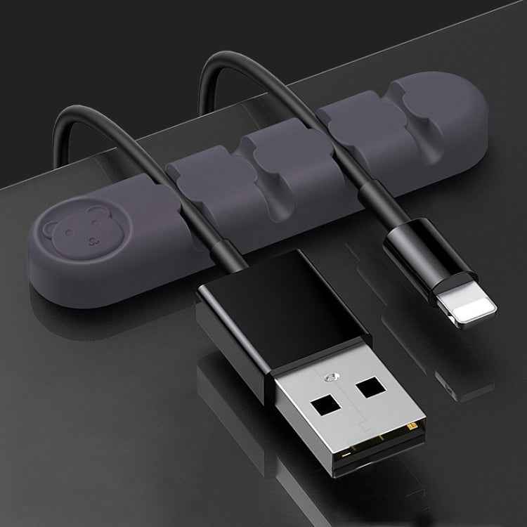 5 PCS 4 Holes Bear Silicone Desktop Data Cable Organizing And Fixing Device