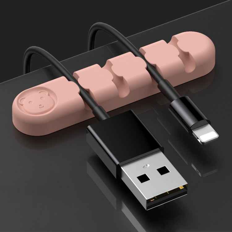 5 PCS 4 Holes Bear Silicone Desktop Data Cable Organizing And Fixing Device