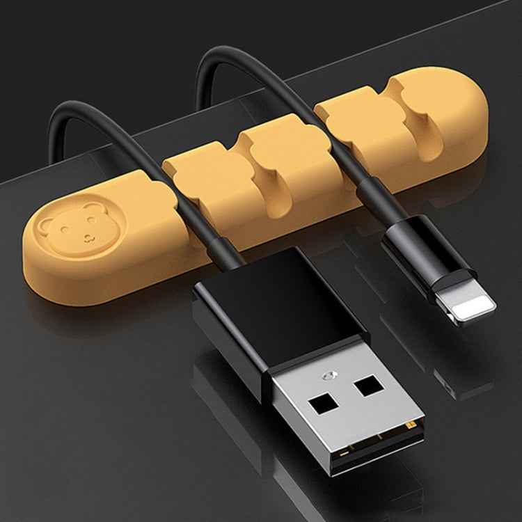 5 PCS 4 Holes Bear Silicone Desktop Data Cable Organizing And Fixing Device