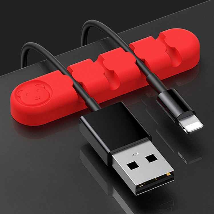 5 PCS 4 Holes Bear Silicone Desktop Data Cable Organizing And Fixing Device