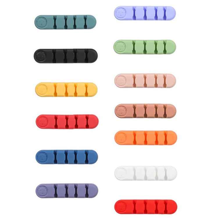 5 PCS 4 Holes Bear Silicone Desktop Data Cable Organizing And Fixing Device