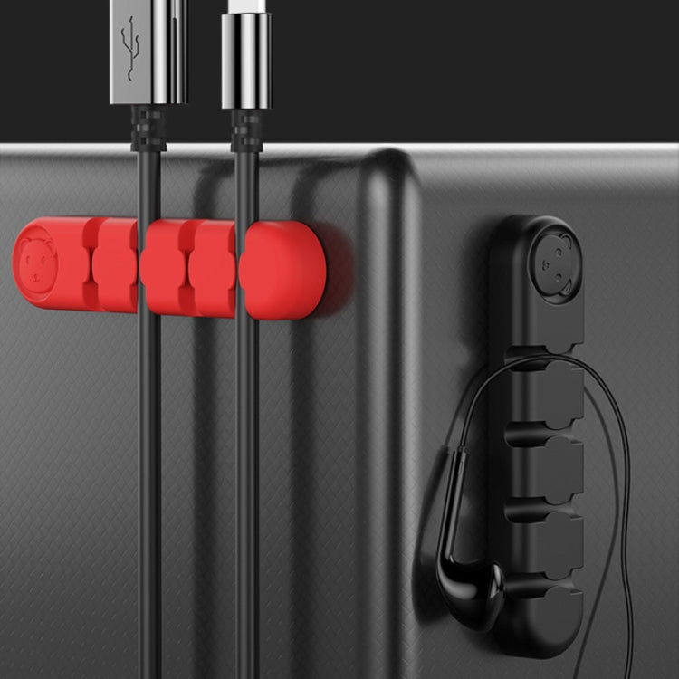 5 PCS 4 Holes Bear Silicone Desktop Data Cable Organizing And Fixing Device, 4 Holes