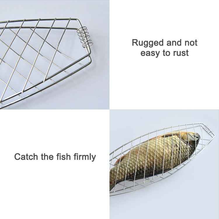 Chrome Plated Wooden Handle Single Fish Barbecue Net Clip Outdoor Grilled Fish Clip Barbecue Tool