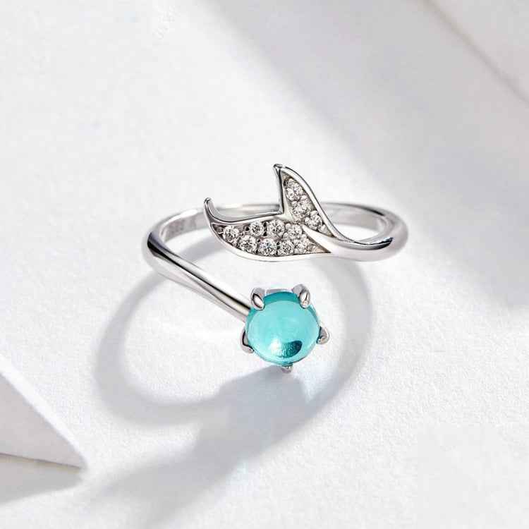 Mermaid Tears Open Ring S925 Sterling Silver and Platinum Plated Ring