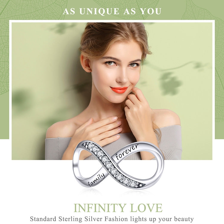 925 Sterling Silver Infinity Family Forever Beaded For Women DIY Bracelet Accseories, SCC1146