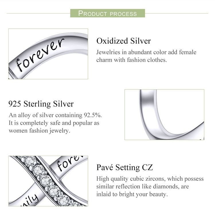 925 Sterling Silver Infinity Family Forever Beaded For Women DIY Bracelet Accseories, SCC1146