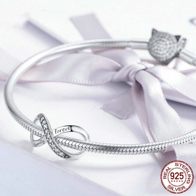 925 Sterling Silver Infinity Family Forever Beaded For Women DIY Bracelet Accseories, SCC1146