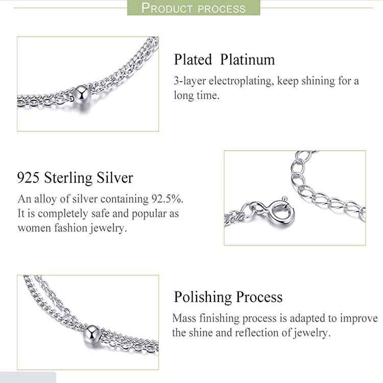 Sterling Silver S925 Women Bracelet Jewelry Platinum Plated Jewelry Silver Bracelet