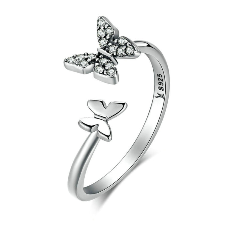 Flying Butterfly S925 Female Sterling Silver Zircon Ring, SCR087