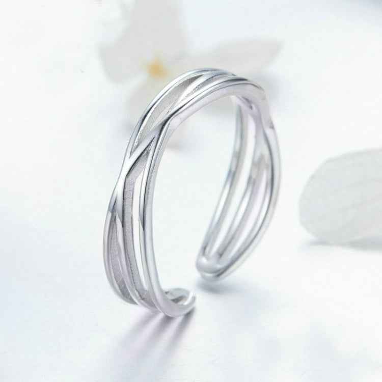 S925 Sterling Silver Platinum Plated Ring Simple Fashion Open Ring
