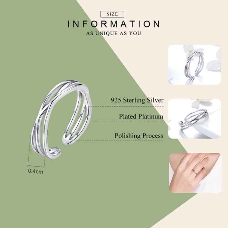 S925 Sterling Silver Platinum Plated Ring Simple Fashion Open Ring