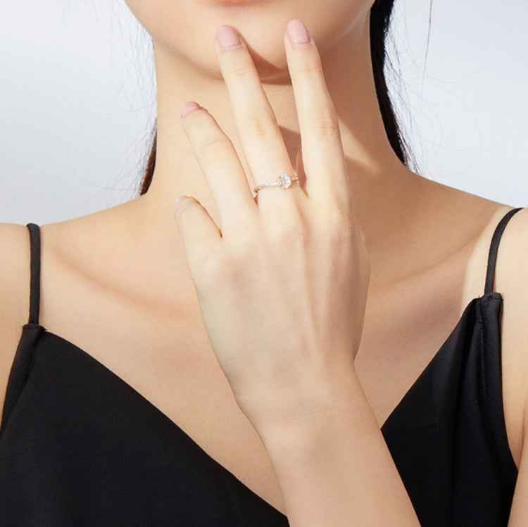 Fashion Retro Open Ring Sterling Silver S925 Star and Moon Platinum Plated Zircon Ring