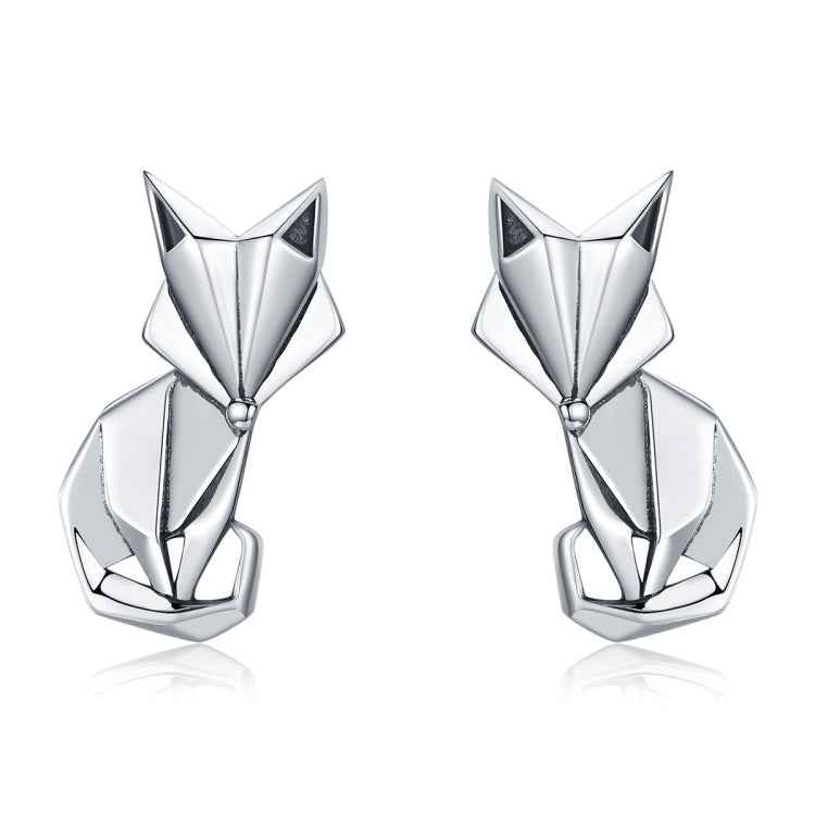 S925 Animal Earrings Jewelry Origami Fox Sterling Silver Girls Earrings