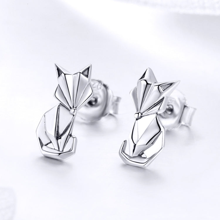 S925 Animal Earrings Jewelry Origami Fox Sterling Silver Girls Earrings