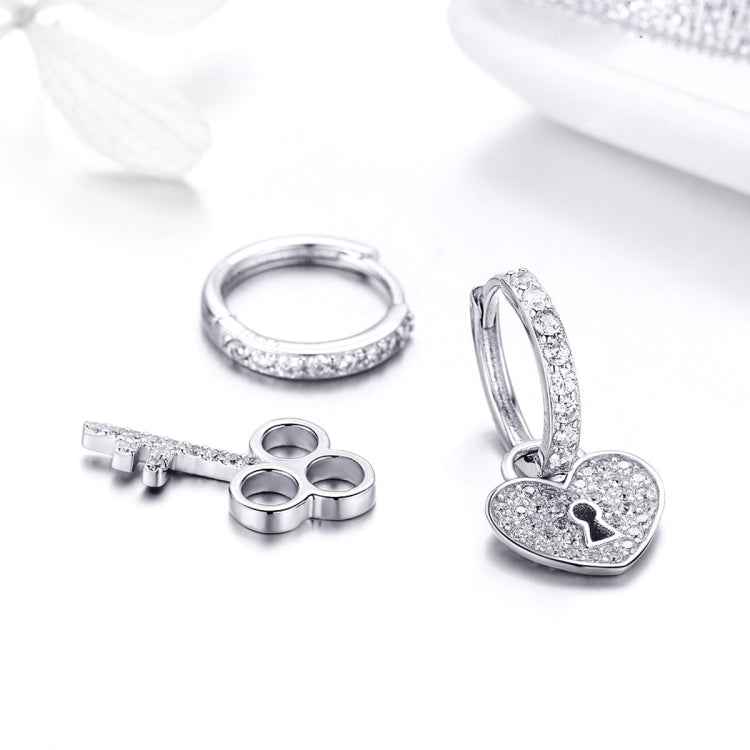Key Lock Earrings S925 Sterling Silver Platinum-plated Simple Earrings