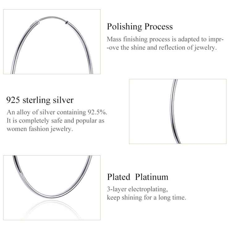 Big Circle Earrings Simple Platinum-plated Sterling Silver S925 Earrings