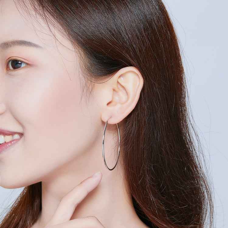 Big Circle Earrings Simple Platinum-plated Sterling Silver S925 Earrings
