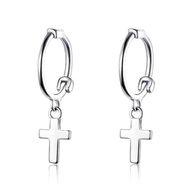 Cross Earrings S925 Sterling Silver Platinum-plated Earrings Men Women Simple Earrings