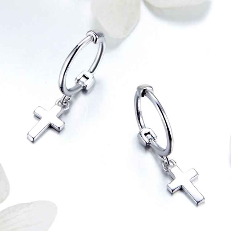 Cross Earrings S925 Sterling Silver Platinum-plated Earrings Men Women Simple Earrings