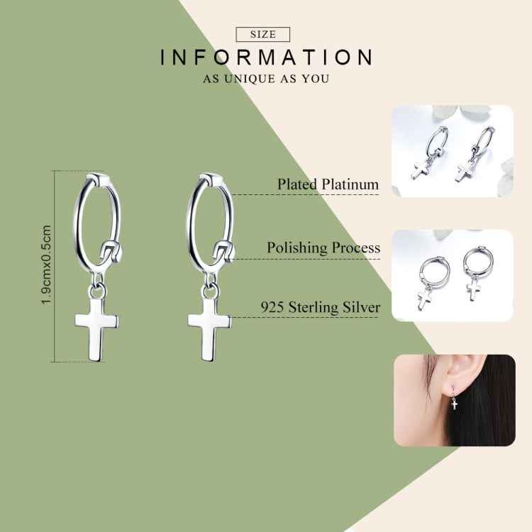 Cross Earrings S925 Sterling Silver Platinum-plated Earrings Men Women Simple Earrings