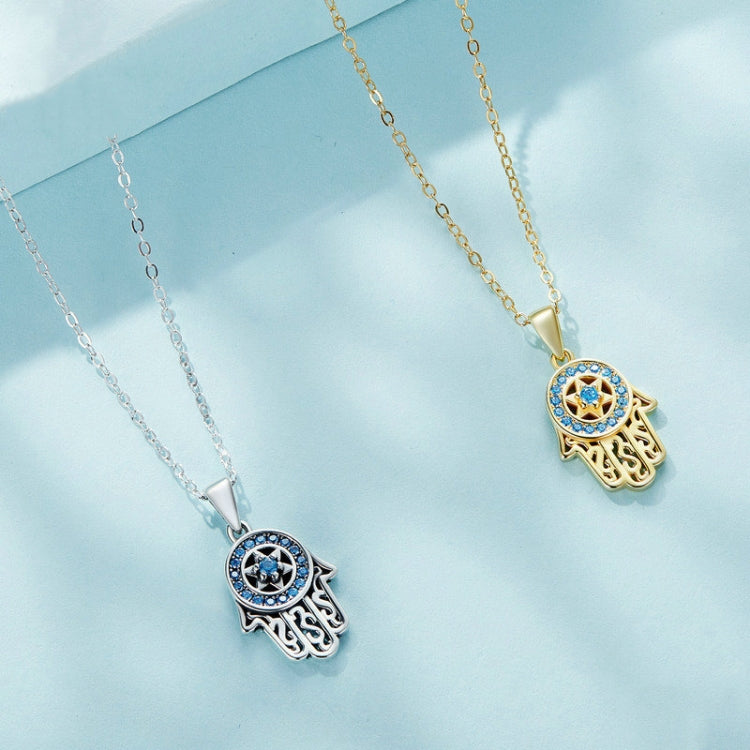 Fatima Guardian S925 Sterling Silver Necklace Female Zircon Necklace, SCN264, SCN264 (Gold)