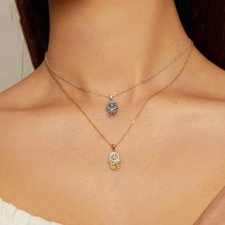 Fatima Guardian S925 Sterling Silver Necklace Female Zircon Necklace, SCN264, SCN264 (Gold)