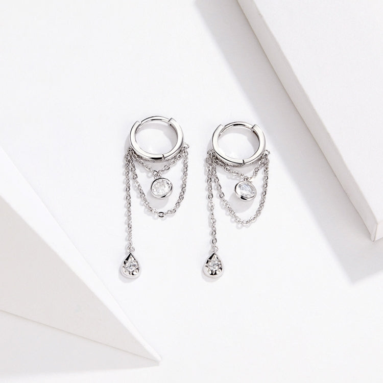Sterling Silver Earrings Zircon Tassel Long Earrings S925 Girl Earrings jewelry