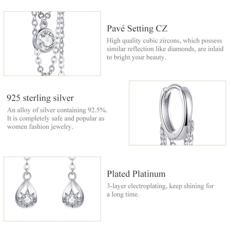 Sterling Silver Earrings Zircon Tassel Long Earrings S925 Girl Earrings jewelry