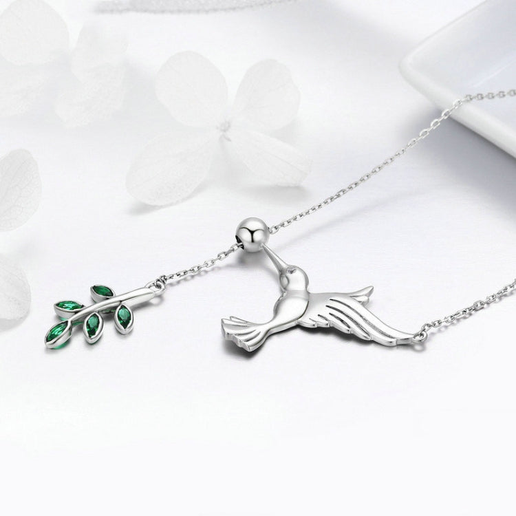 Hummingbird Greetings S925 Sterling Silver Necklace Zirconia Necklace, SCN217