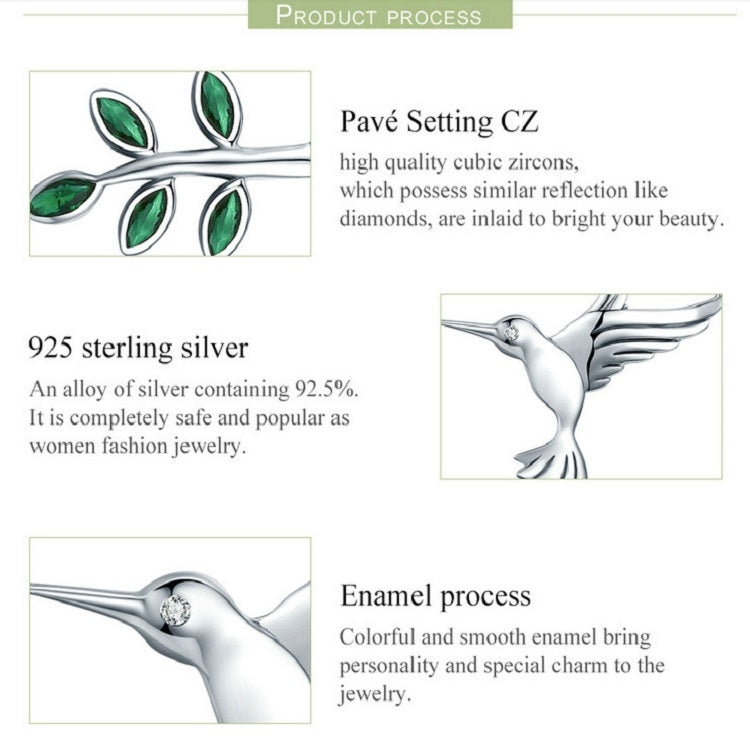 Hummingbird Greetings S925 Sterling Silver Necklace Zirconia Necklace, SCN217