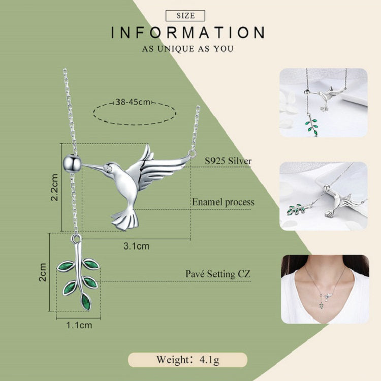 Hummingbird Greetings S925 Sterling Silver Necklace Zirconia Necklace, SCN217