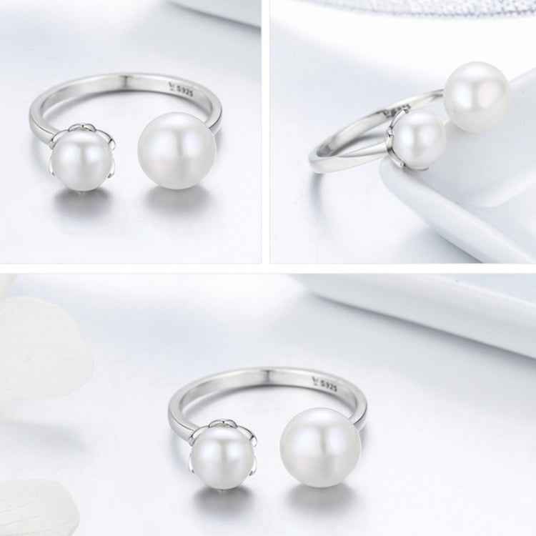 S925 Sterling Silver Ring Female Pearl Open Ring
