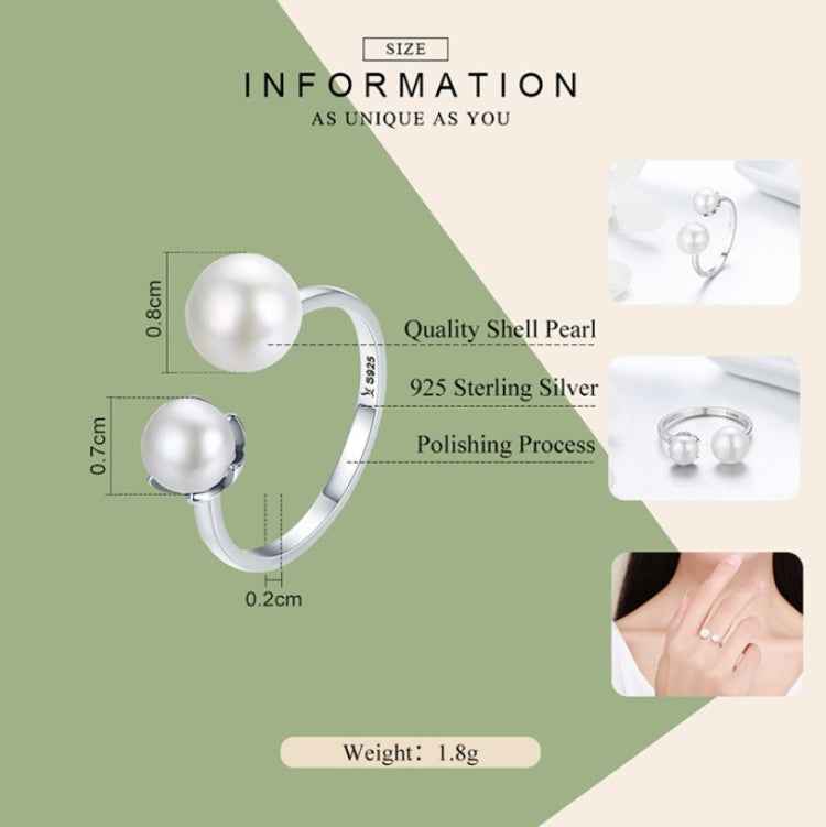 S925 Sterling Silver Ring Female Pearl Open Ring