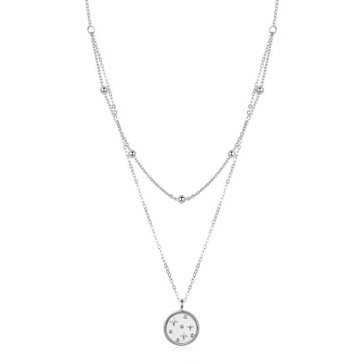 S925 Sterling Silver Platinum Plated Necklace Double Layer Small Star Light Silver Necklace, SCN365