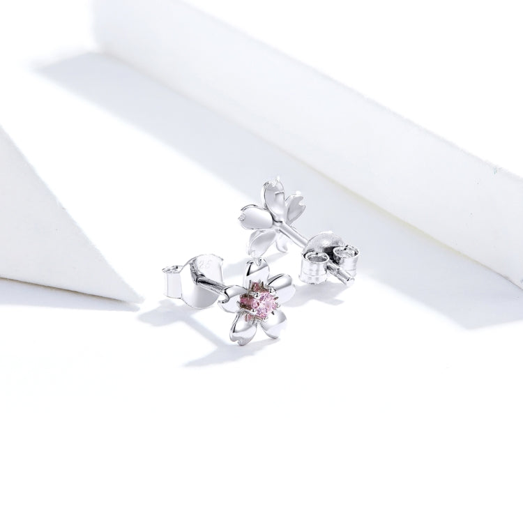 Sterling Silver Flower Earrings S925 Temperament Simple Zircon Earrings